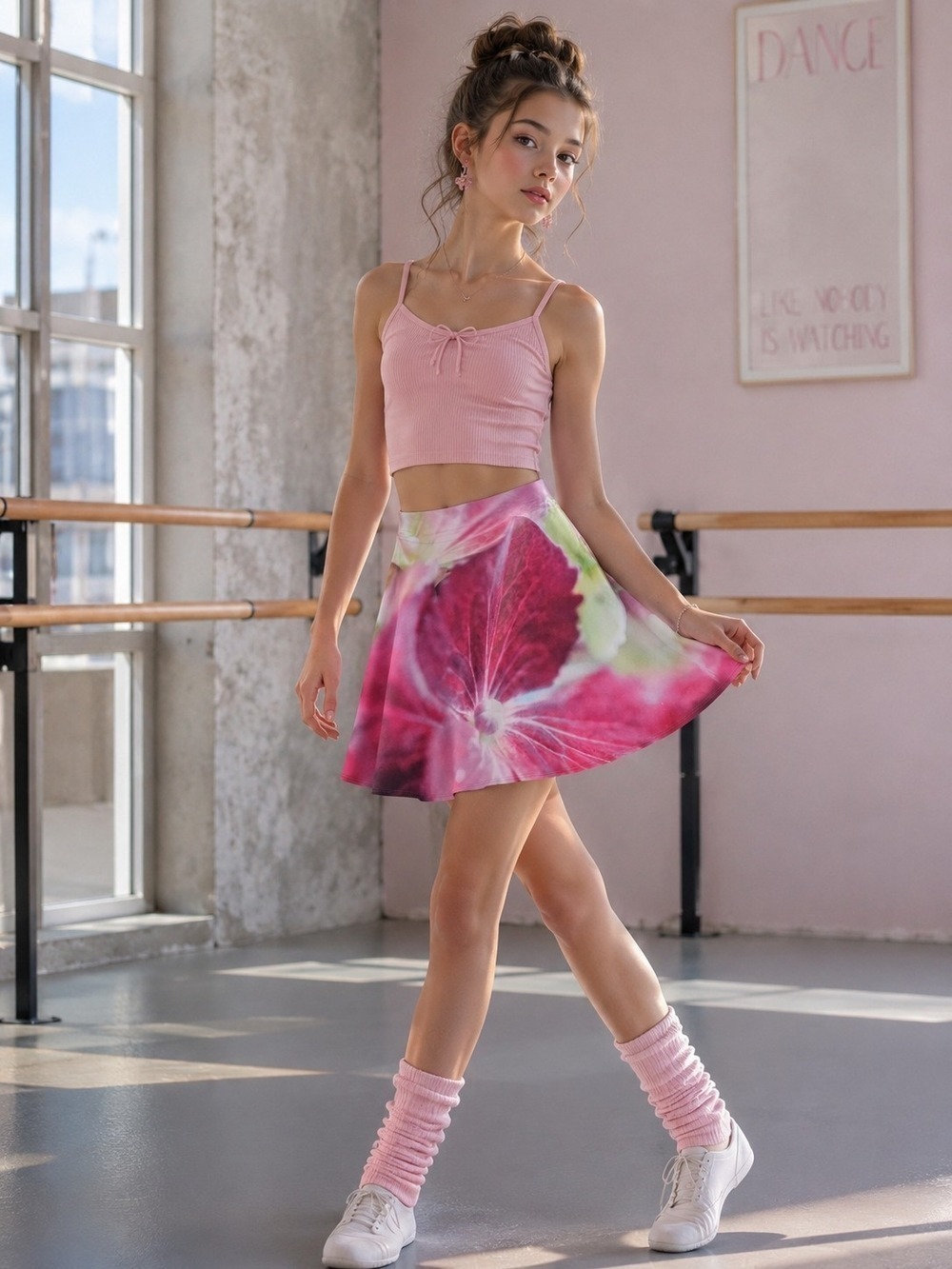 Art of Where Pink Floral Skater Skirt M Fairycore Balletcore Y2K Coquette Dance